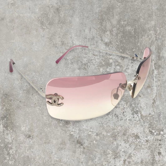 Vintage Chanel Sunglasses - Rimless Diamanté with Pink gradient lens | O/S, Pink
