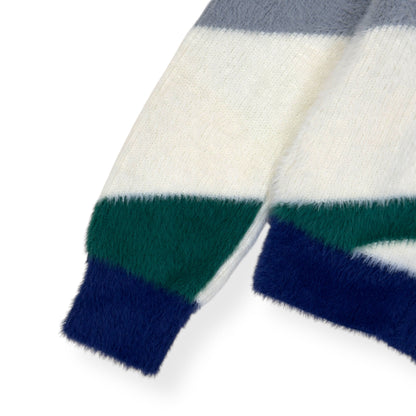 CASABLANCA FURRY STRIPED ZIP-UP JUMPER WHITE M | Medium, White