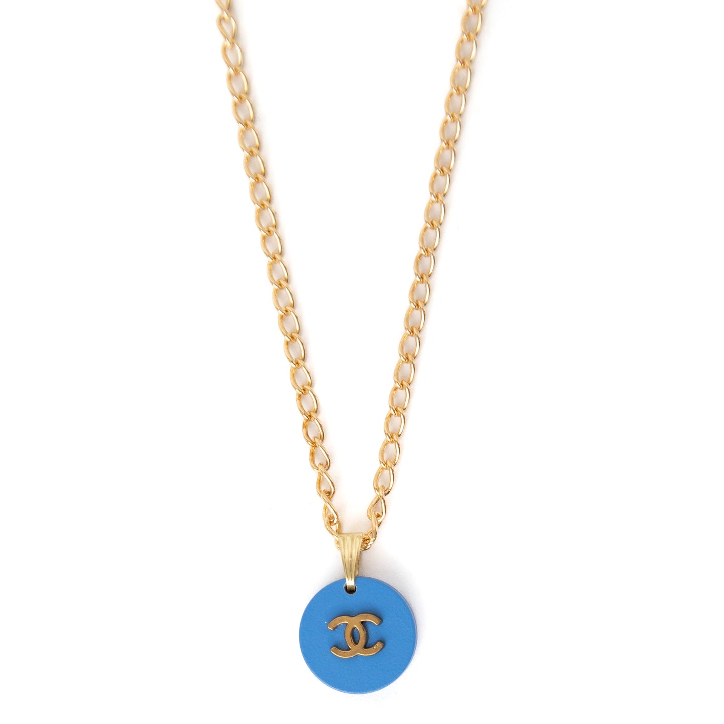 VT Rework: Chanel Interlocking CC Azure Curb Chain Necklace