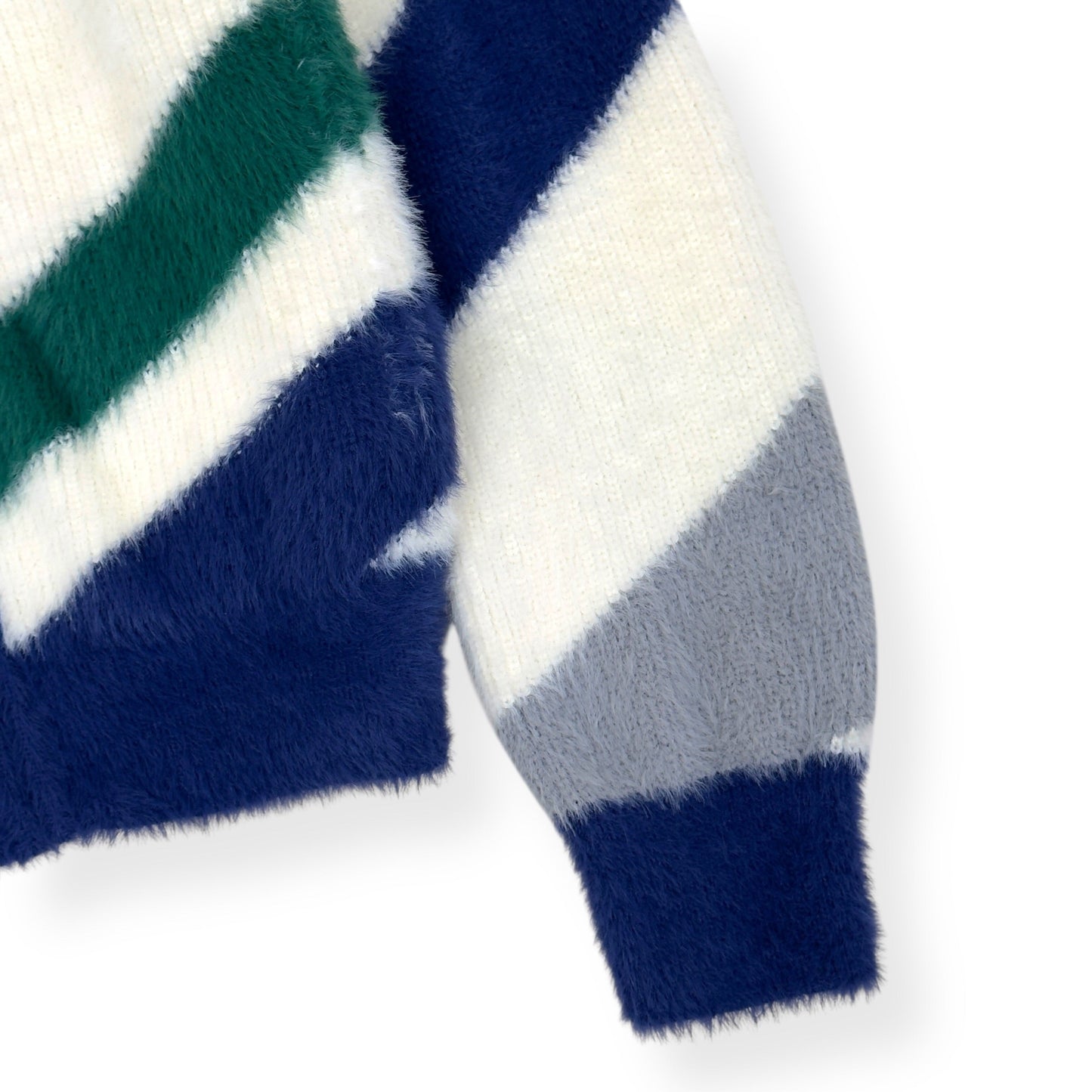 CASABLANCA FURRY STRIPED ZIP-UP JUMPER WHITE M | Medium, White