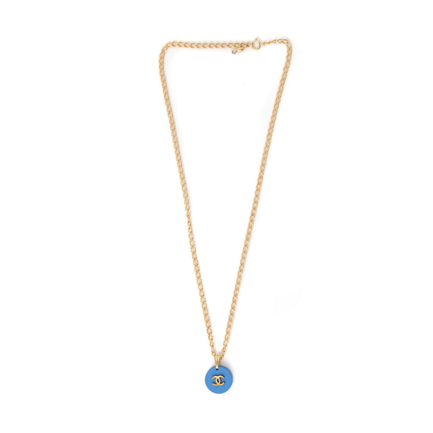 VT Rework: Chanel Interlocking CC Azure Curb Chain Necklace