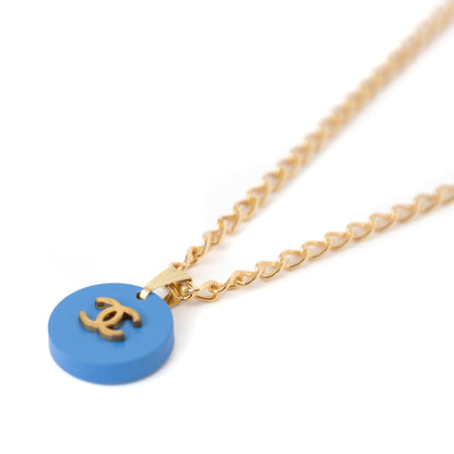 VT Rework: Chanel Interlocking CC Azure Curb Chain Necklace