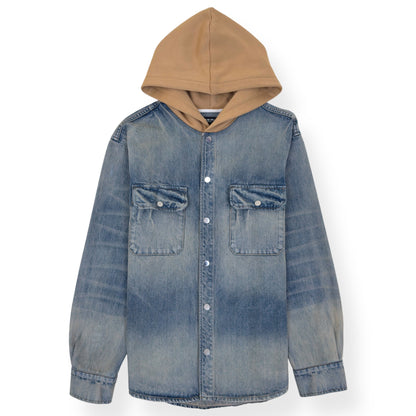 AMIRI DEIIM HOODED OVERSHIRT BLUE / CLAY M | Medium, Blue