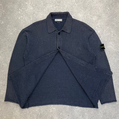 Stone Island Grey Chenille Knit Cardigan SS96 | Large, Multicoloured
