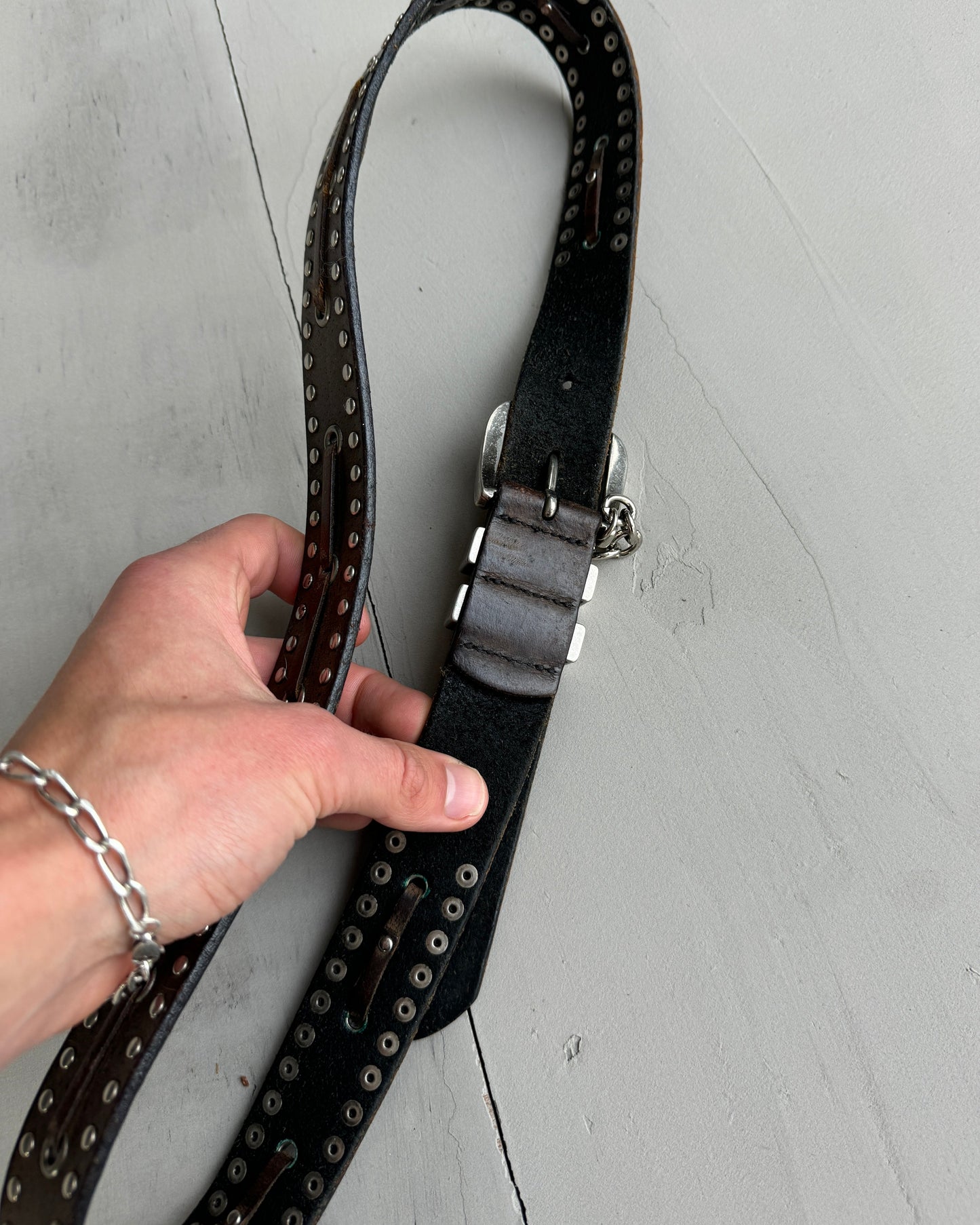 Harley Davidson Leather Studded Belt - W32-36"