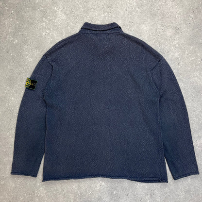 Stone Island Grey Chenille Knit Cardigan SS96 | Large, Multicoloured