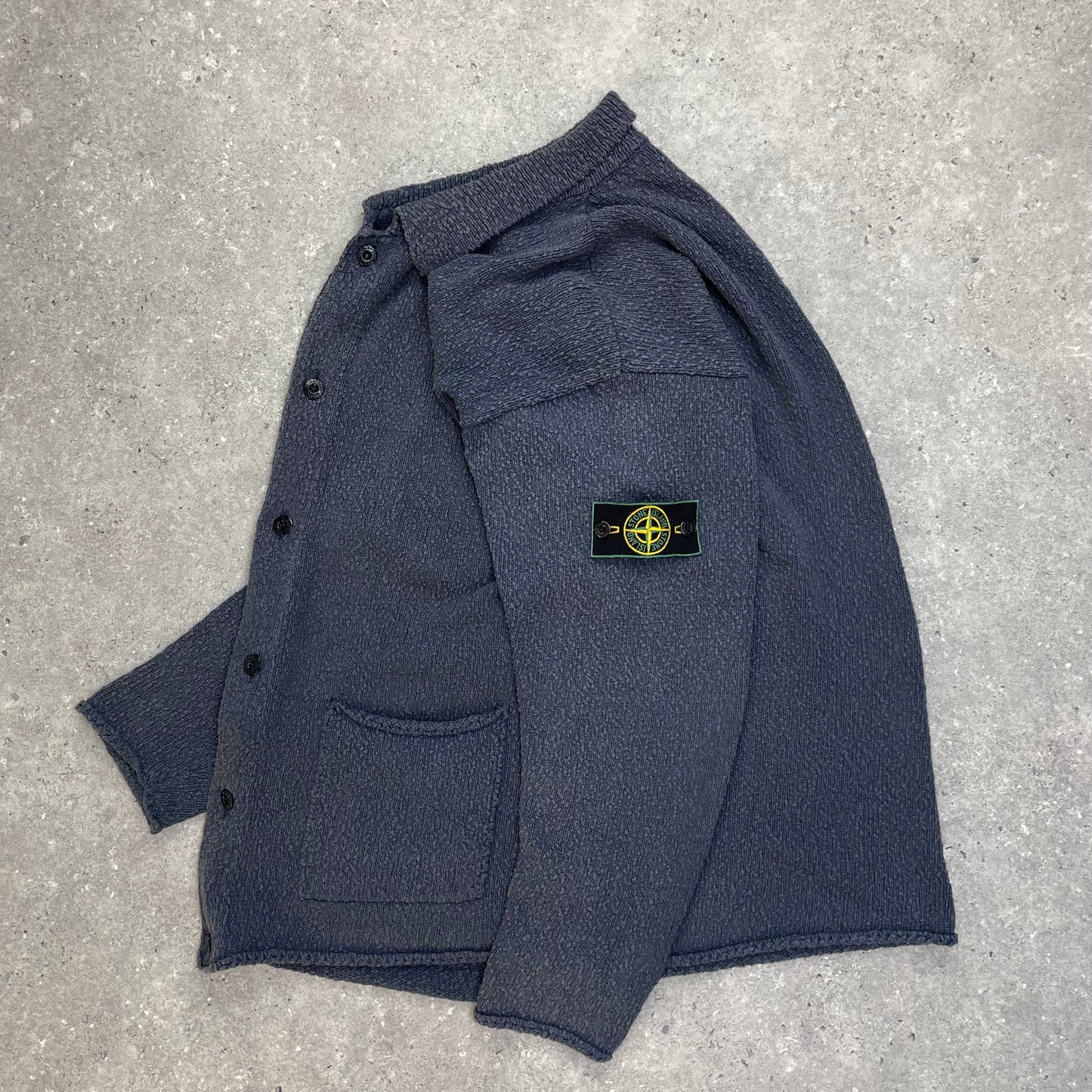 Stone Island Grey Chenille Knit Cardigan SS96 | Large, Multicoloured