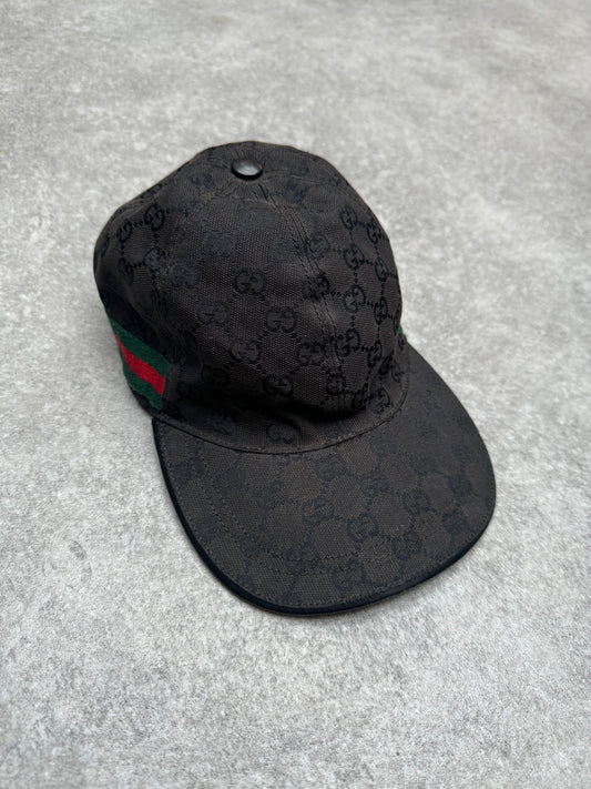 Gucci Supreme GG Canvas Web Leather Trimmed Cap