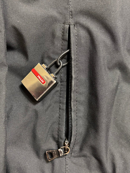 Prada Red Tab Zip Detail Logo Lock Detail Quilted Nylon Jacket