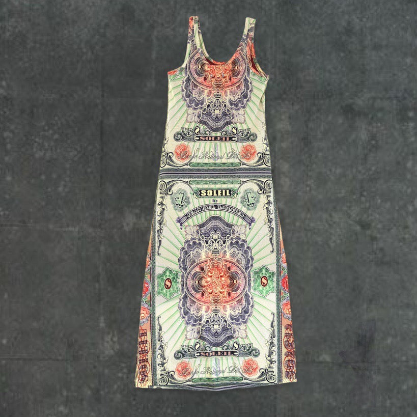 Vintage Jean Paul Gaultier JPG Mesh Money Bank Note Dress | Default Title, Multicolor