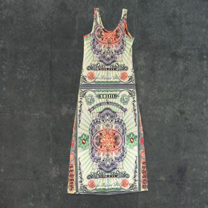 Vintage Jean Paul Gaultier JPG Mesh Money Bank Note Dress | Default Title, Multicolor