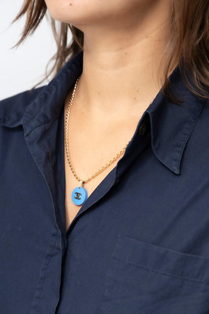 VT Rework: Chanel Interlocking CC Azure Curb Chain Necklace - Known Source