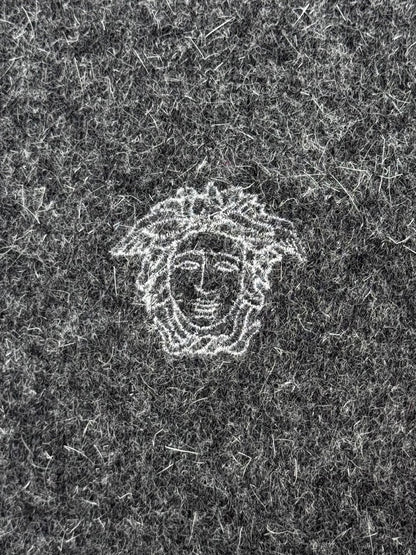 90s Versace Jeans Couture Grey Wool Hooded Cardigan