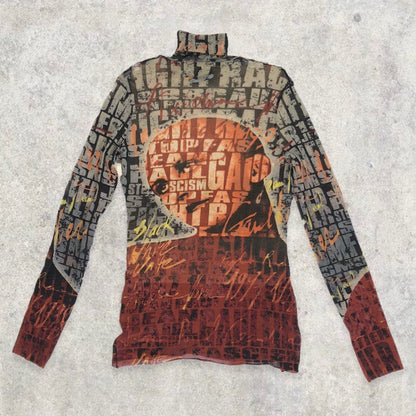 Vintage Jean Paul Gaultier JPG Mesh Top with Fight Racism Print | Default Title, Multicolour