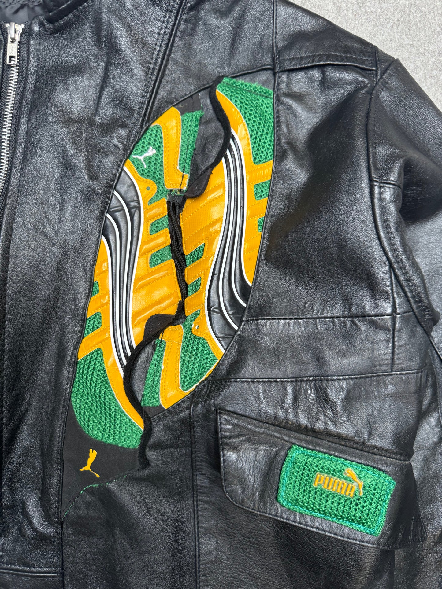 VT Rework: Puma Taper Deconstructed Trainers Leather Biker Jacket