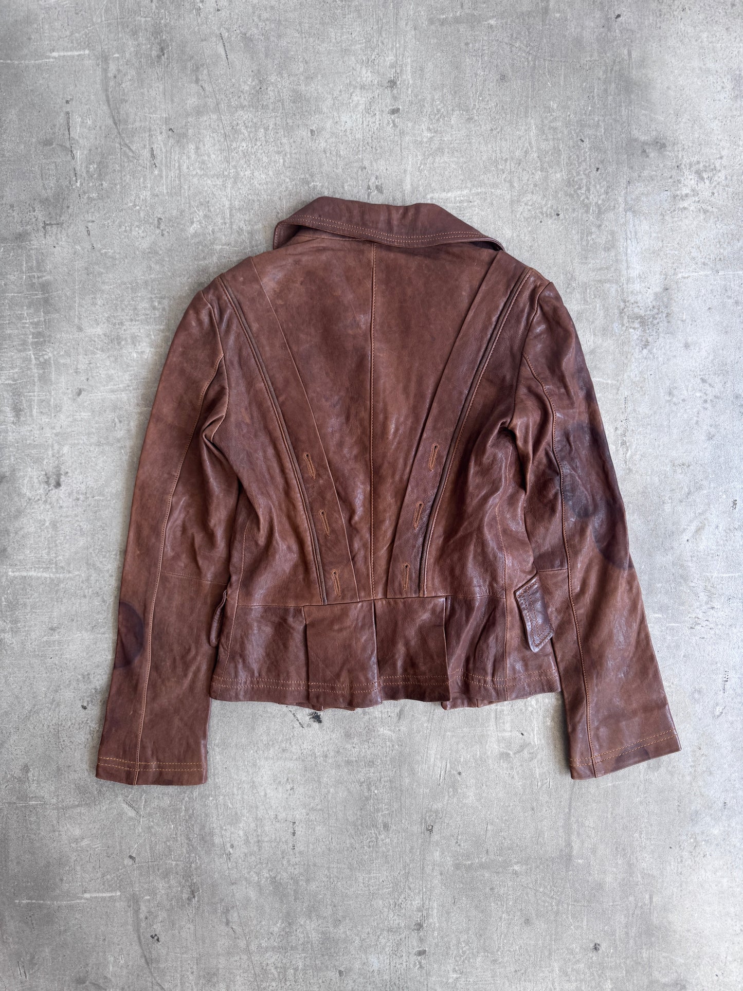 2000 Dolce & Gabbana Deadstock Military Stye Brown Leather Jacket | Default Title, Multicoloured