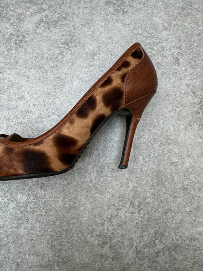 Dolce & Gabbana Leopard Print Calfskin Pointed-Toe Leather Pumps