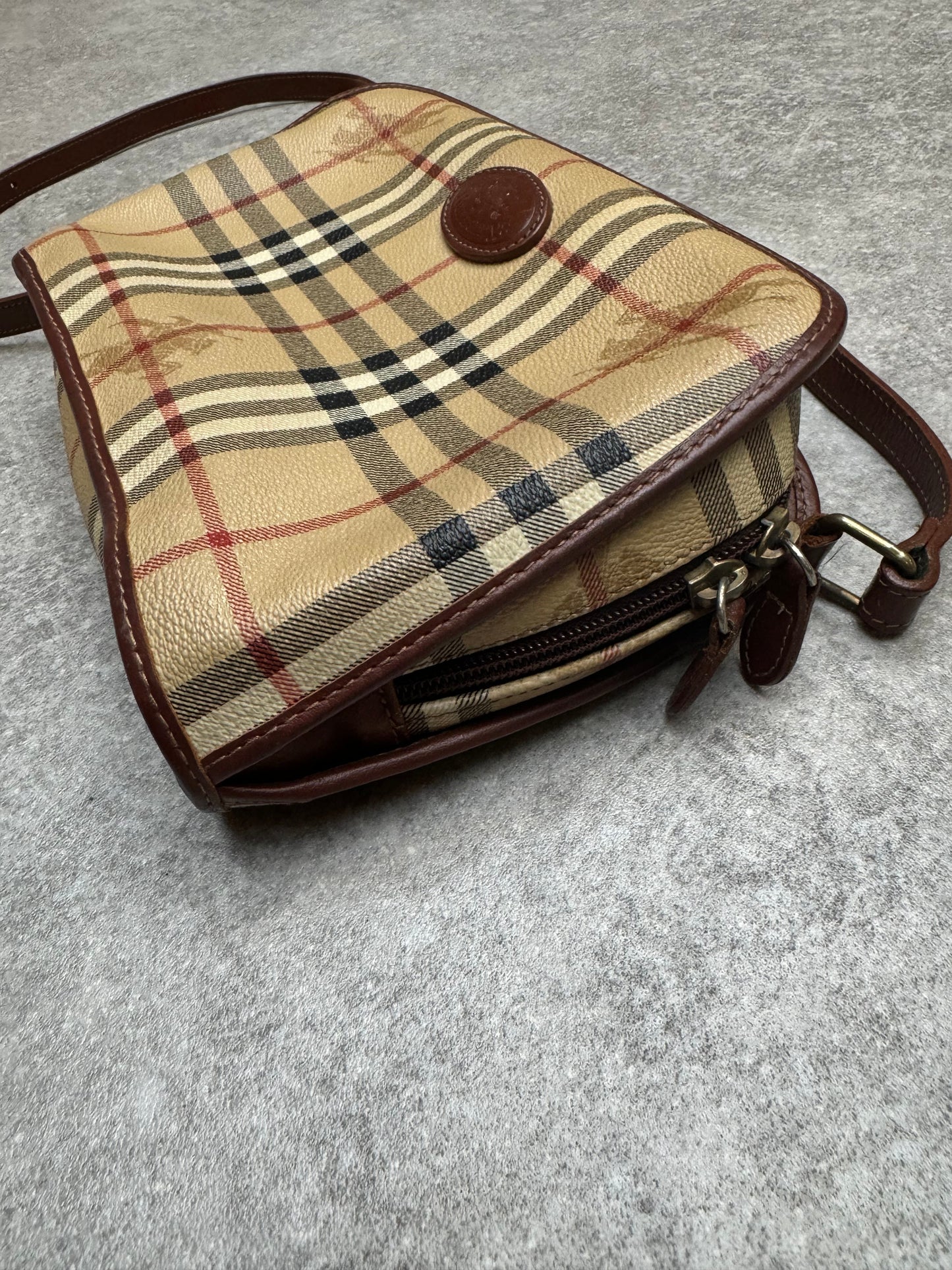 Burberry Nova Check Canvas Leather Crossbody