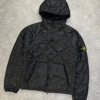 Stone Island Black Quilted Micro Yarn Hooded Jacket | Small, Black