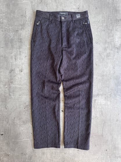 1990's Versace Salt & Pepper Fleck Pleated Trousers | Medium, Red