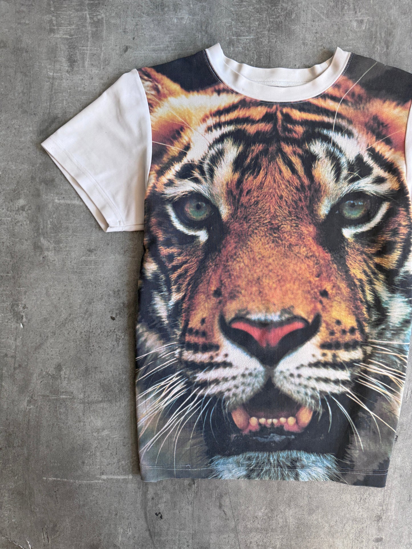 S/S 1997 Katharine Hamnett Tiger Print Jersey Top | Medium, Multicoloured