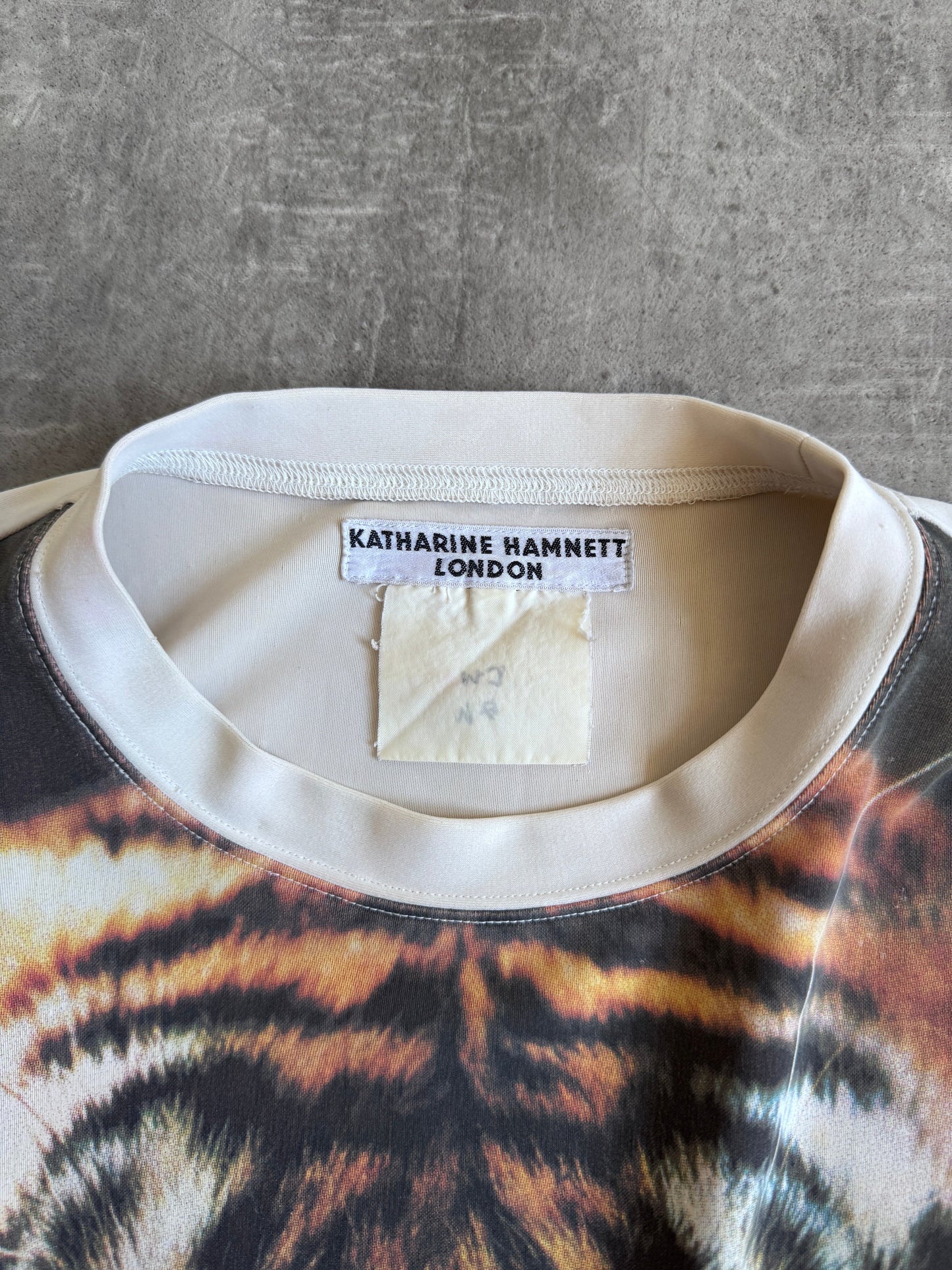 S/S 1997 Katharine Hamnett Tiger Print Jersey Top | Medium, Multicoloured