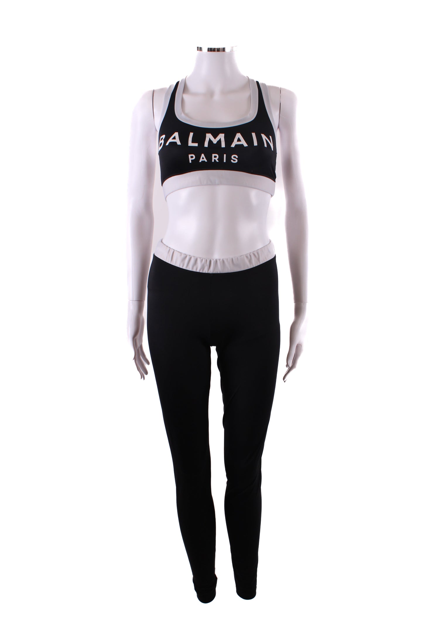 Balmain Crop Top & Leggings Co-ord Black/White 38 | XS, Black