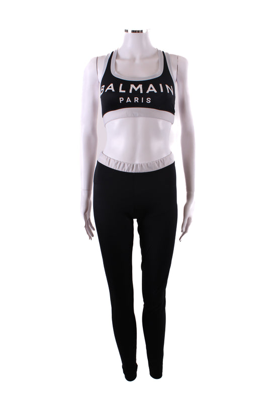 Balmain Crop Top & Leggings Co-ord Black/White 38 | XS, Black