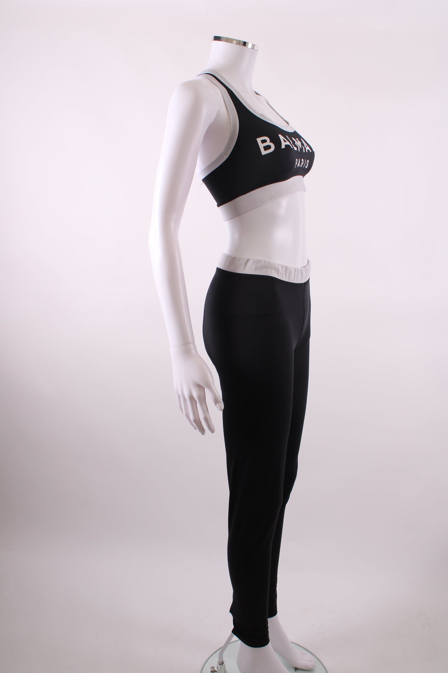 Balmain Crop Top & Leggings Co-ord Black/White 38 | XS, Black