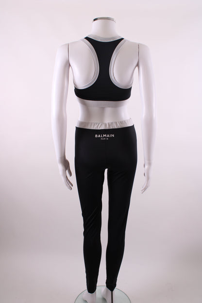 Balmain Crop Top & Leggings Co-ord Black/White 38 | XS, Black