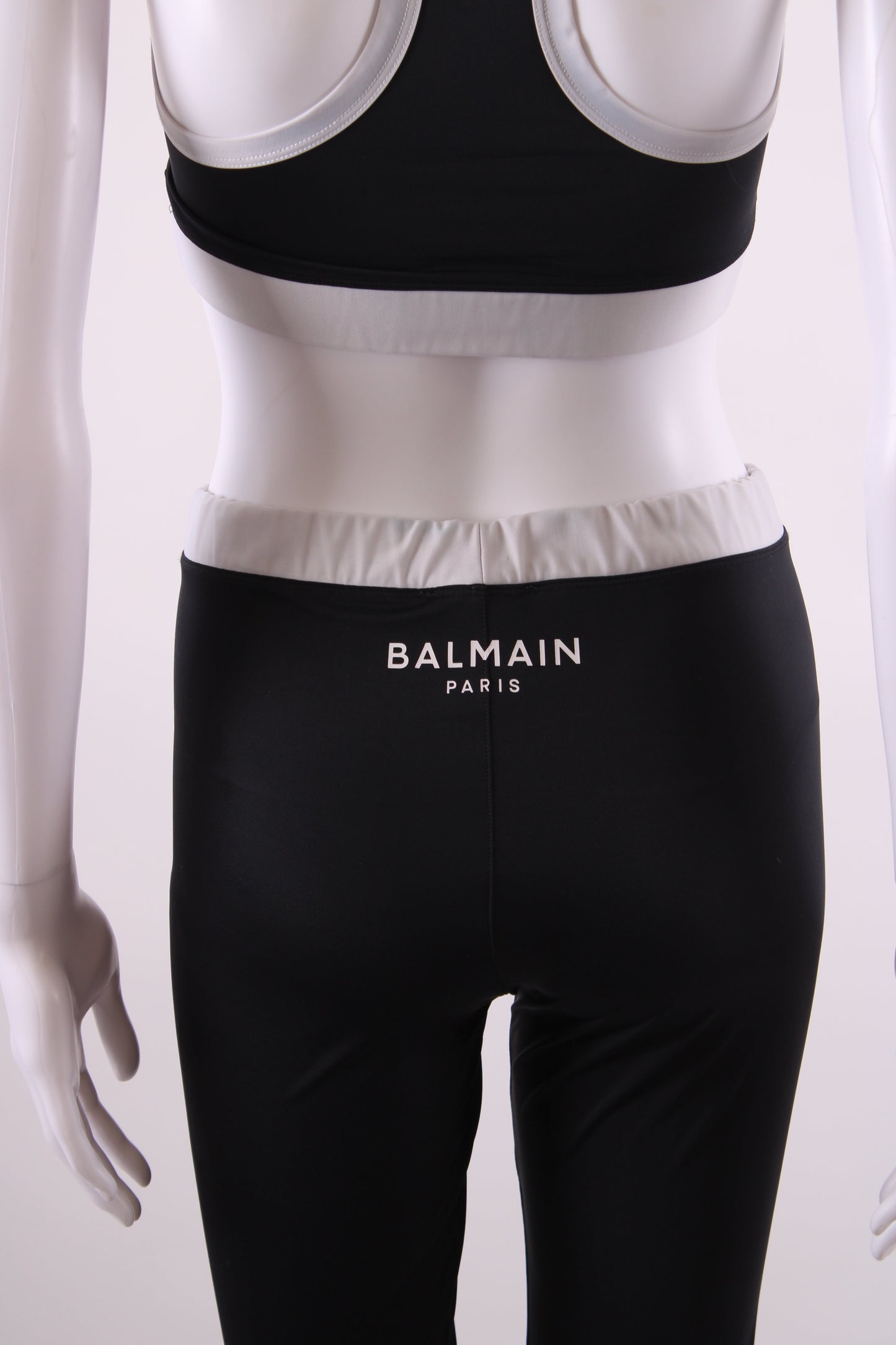 Balmain Crop Top & Leggings Co-ord Black/White 38 | XS, Black