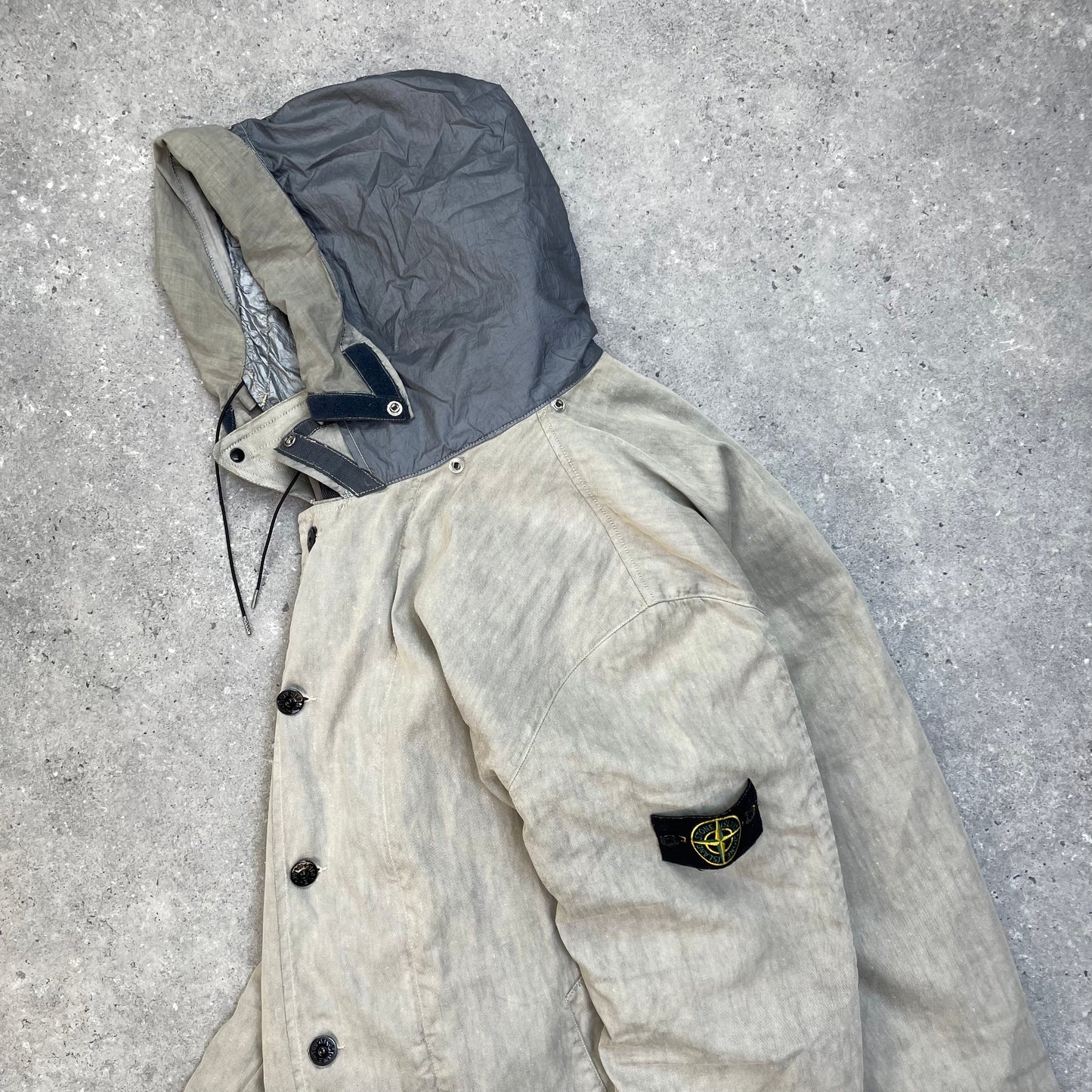 Stone Island Grey Trench Coat w/ Detachable Liner & Concealed Hood AW04 | Medium, Grey