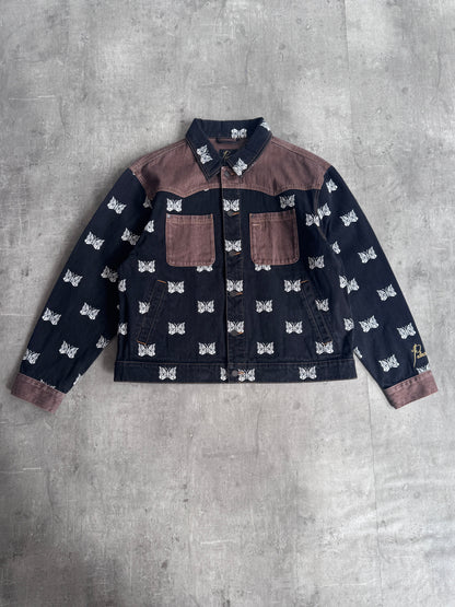 Palace x Needles Butterfly Embroidered Denim Brown/Blue Jacket