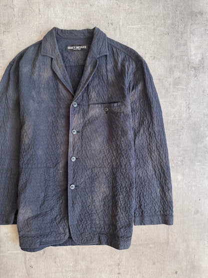S/S 2002 Issey Miyake White Label Bleach Effect Seersucker Jacket | Large, Multicoloured