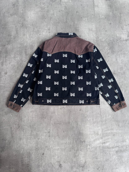 Palace x Needles Butterfly Embroidered Denim Brown/Blue Jacket