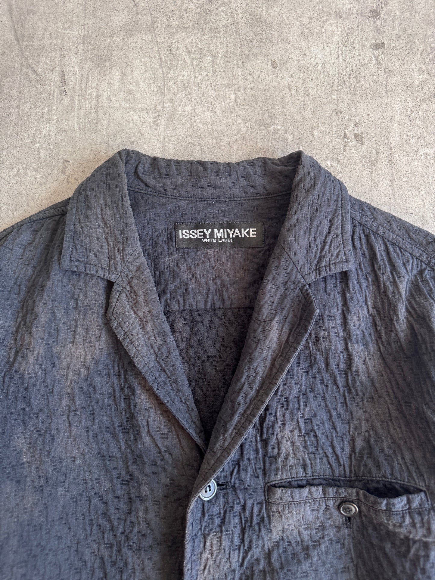 S/S 2002 Issey Miyake White Label Bleach Effect Seersucker Jacket | Large, Multicoloured
