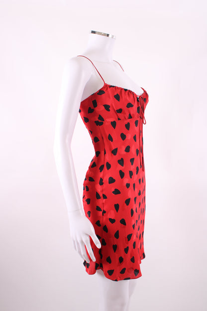 Saint Laurent Heart Print Mini Dress Red 6 | O/S, Red