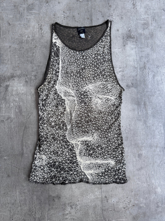 1990s Jean Paul Gaultier Patterned Face Brown Vest Top