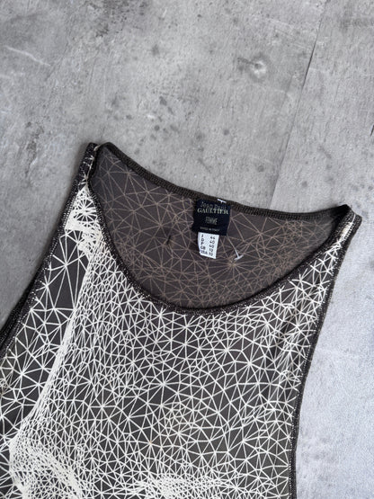 1990s Jean Paul Gaultier Patterned Face Brown Vest Top