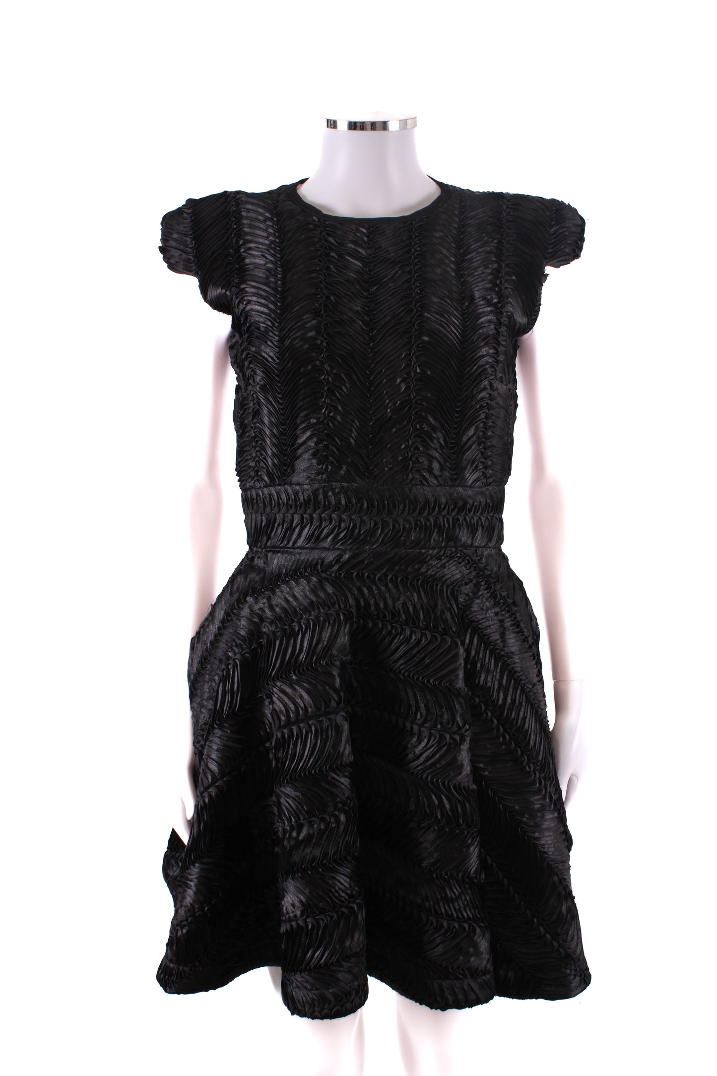 Philip Armstrong Pleat Detail Mini Dress Black 10 | O/S, Black