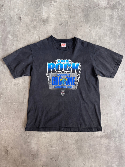 2001 "The Rock GR8 One" Washed Black Graphic Tee