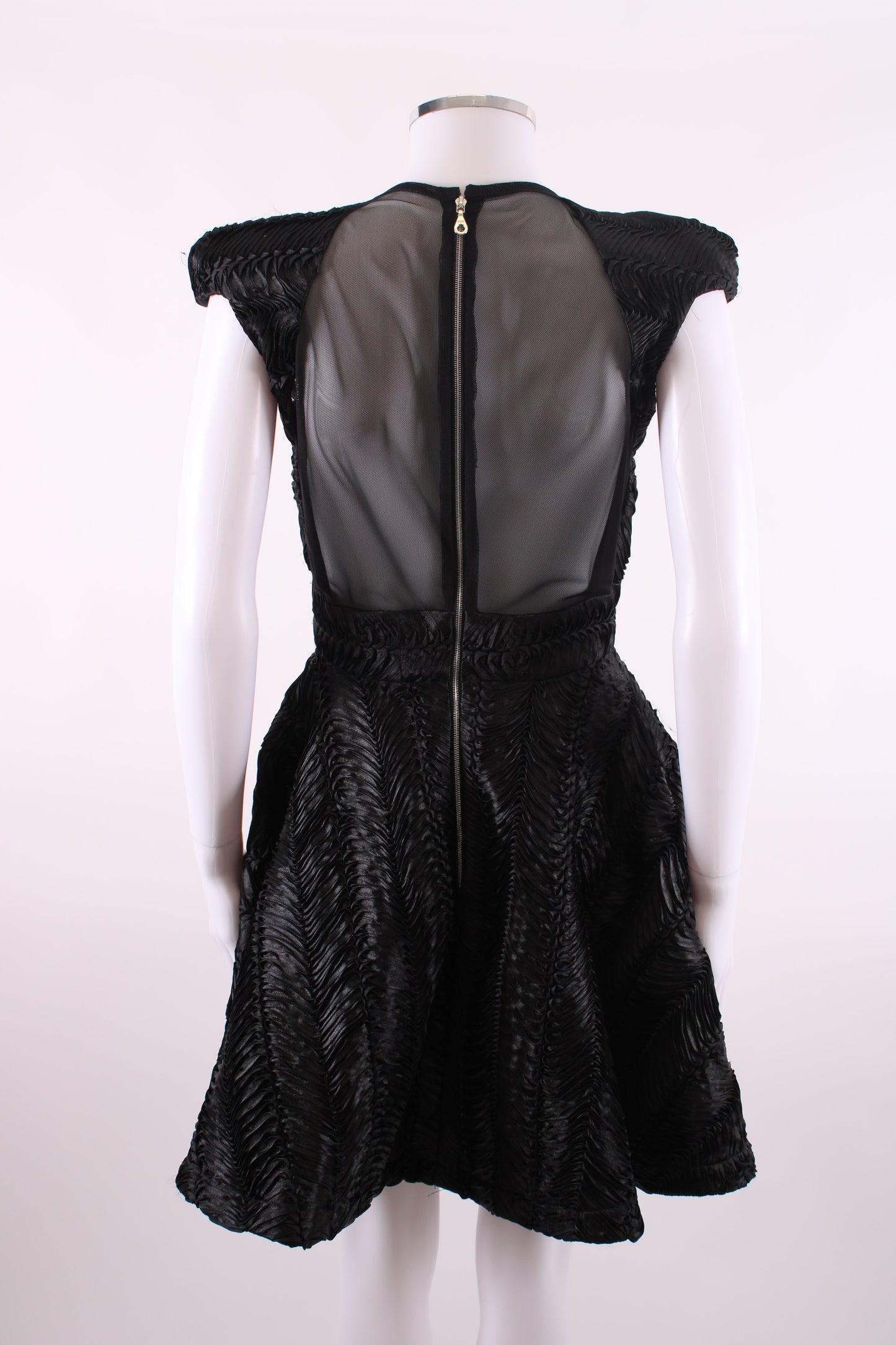 Philip Armstrong Pleat Detail Mini Dress Black 10 | O/S, Black