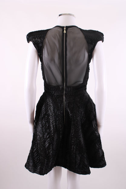 Philip Armstrong Pleat Detail Mini Dress Black 10 | O/S, Black