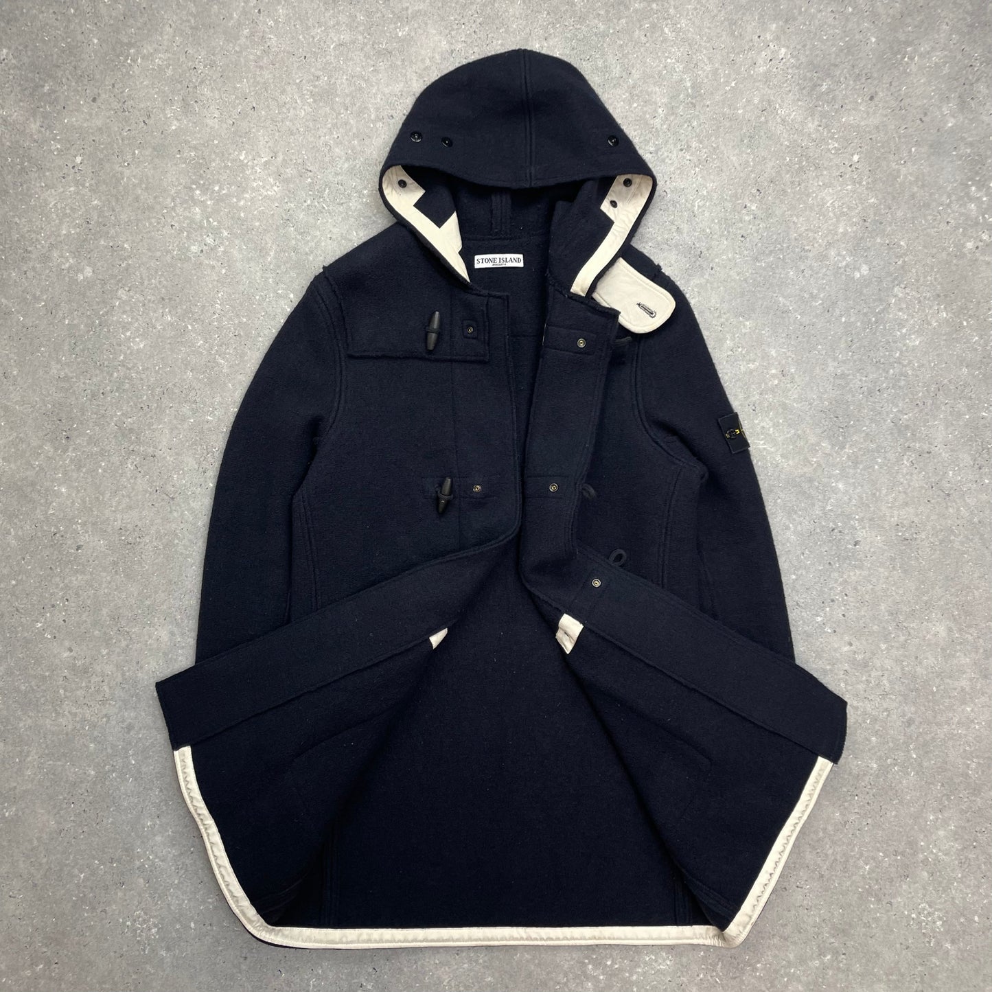 Stone Island Navy Hooded Wool Duffle Coat AW10 | O/S, Navy