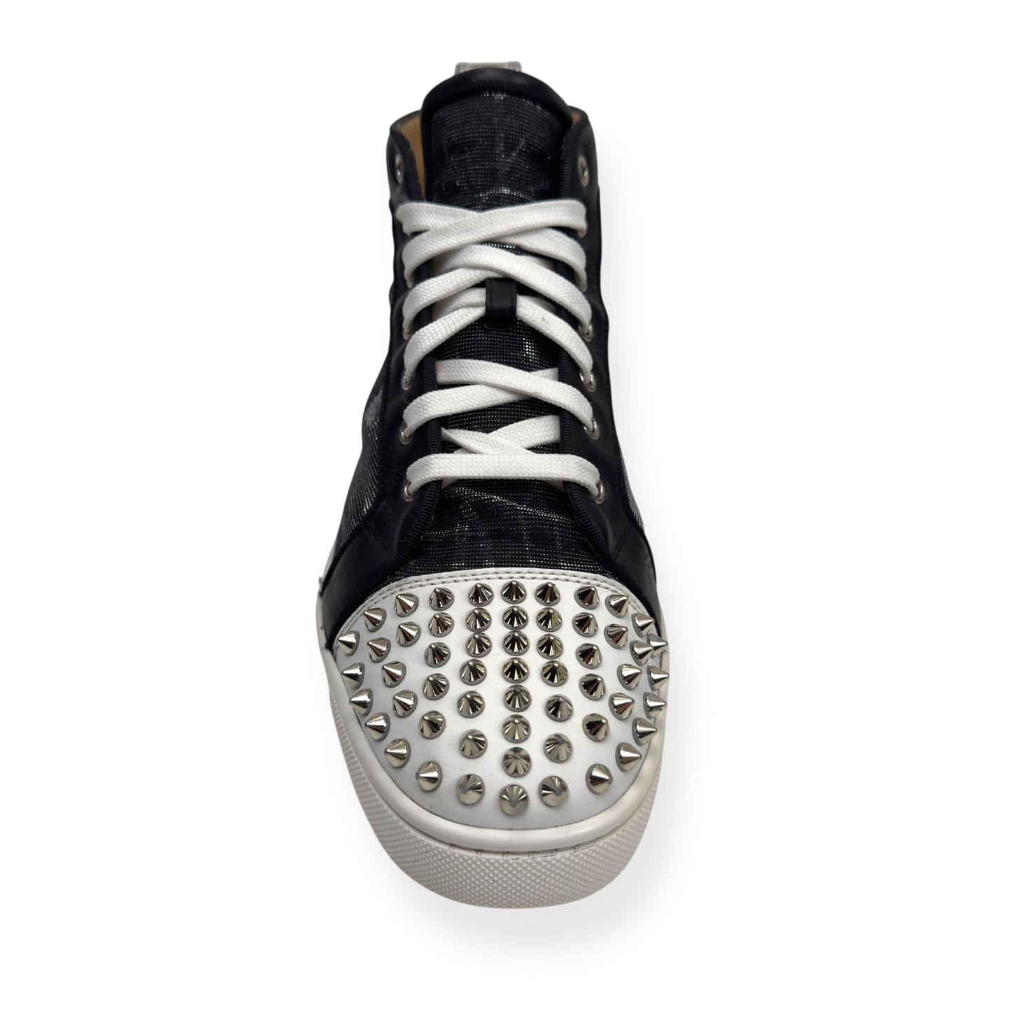 CHRISTIAN LOUBOUTIN LOU SPIKES ORLATO SNEAKER BLACK / WHITE 41 / UK7 | UK 7, Black
