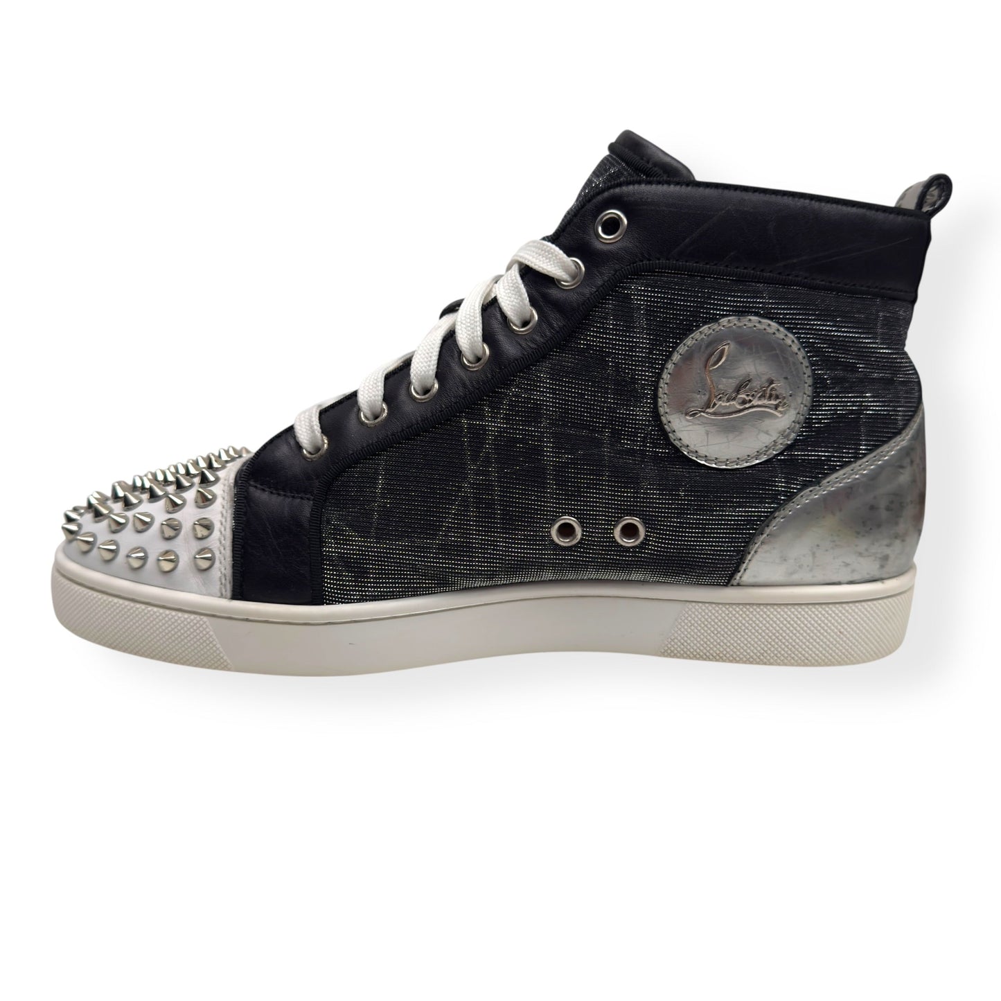 CHRISTIAN LOUBOUTIN LOU SPIKES ORLATO SNEAKER BLACK / WHITE 41 / UK7 | UK 7, Black