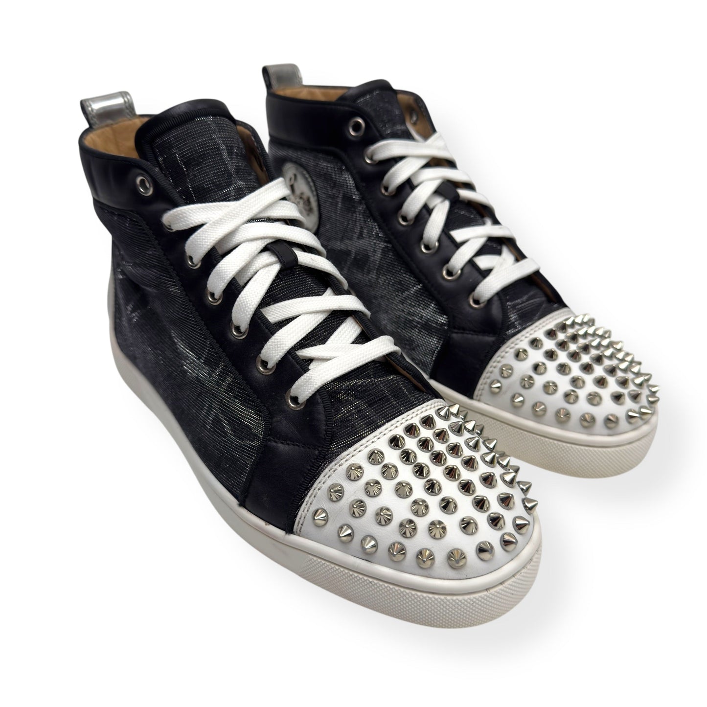 CHRISTIAN LOUBOUTIN LOU SPIKES ORLATO SNEAKER BLACK / WHITE 41 / UK7 | UK 7, Black