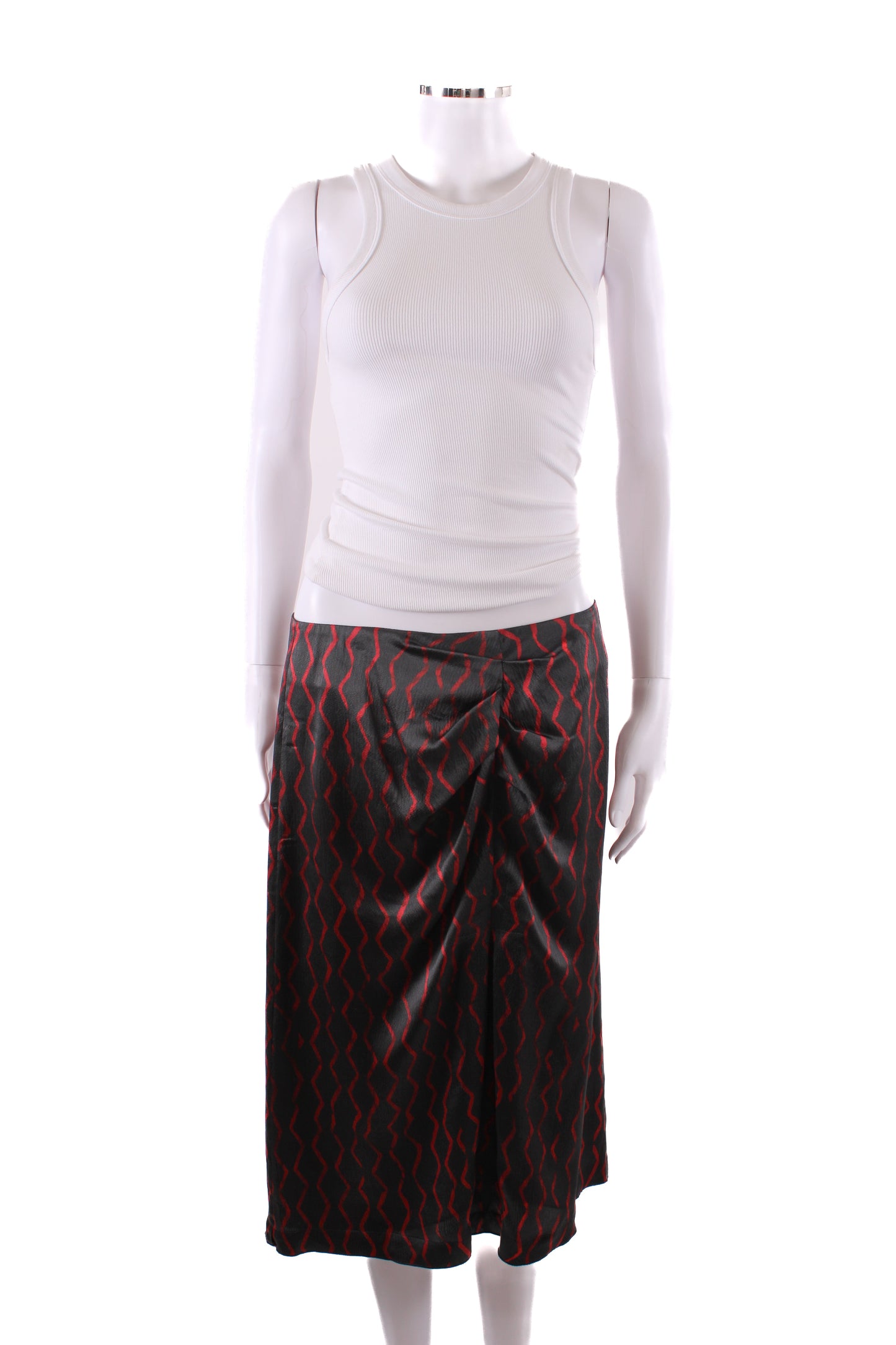 Isabel Marant zig zag pattern silk skirt black and red M | Medium, Black