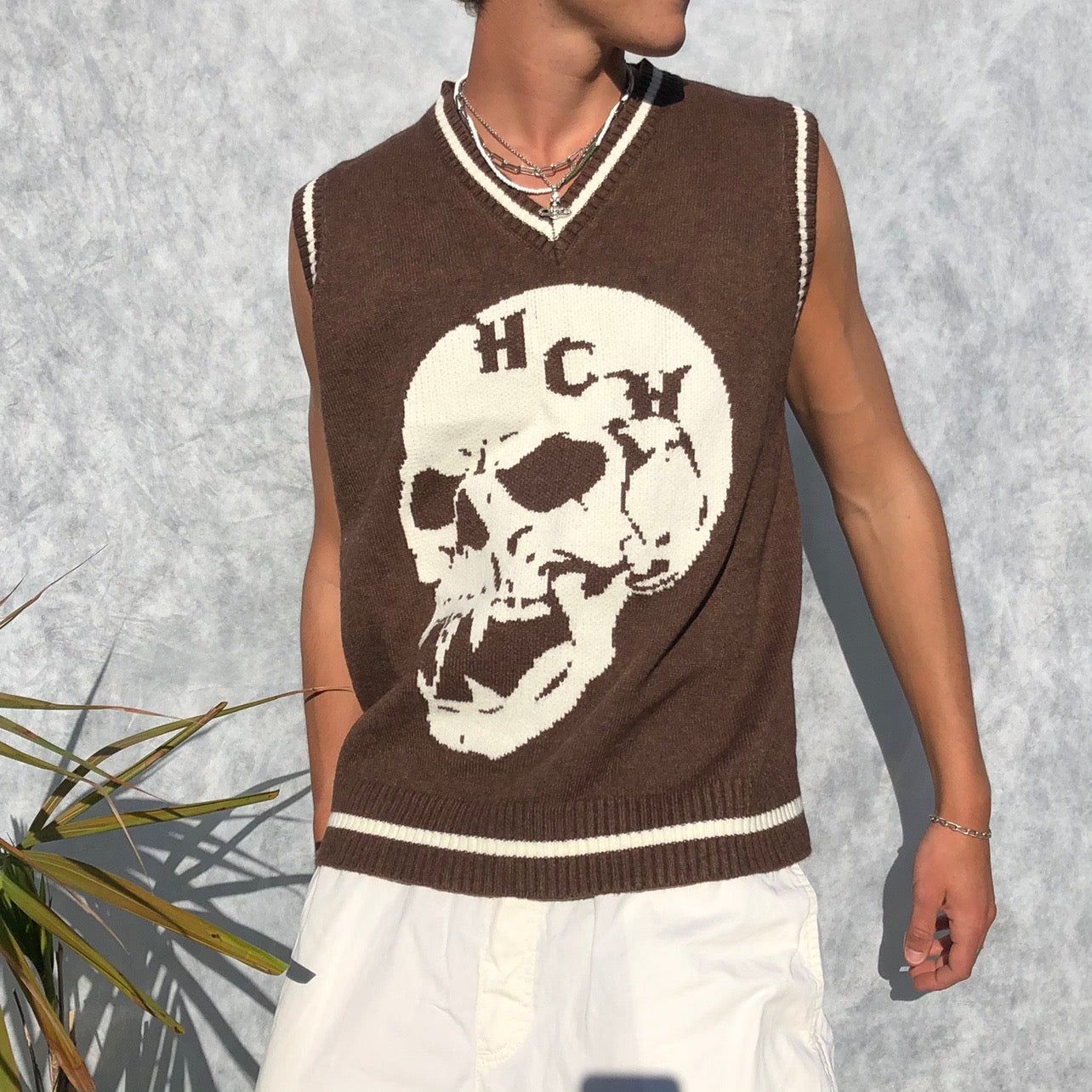 Heaven Can Wait Brown Skull Sweater Vest | Default Title, Brown