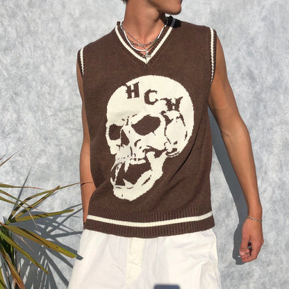 Heaven Can Wait Brown Skull Sweater Vest | Default Title, Brown